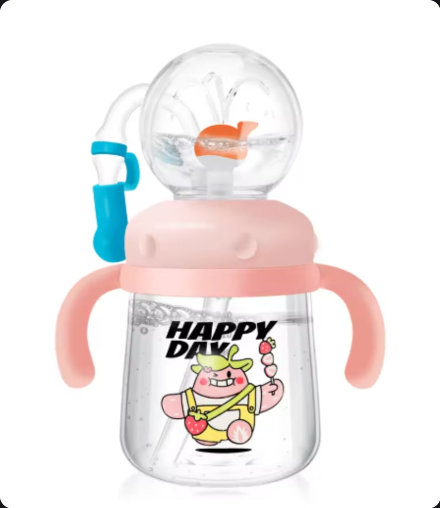 Children's Whale Cartoon Diving Fountain Water Bottle - Tritan Leakproof Sippy Cup (Various Sizes & Colors)