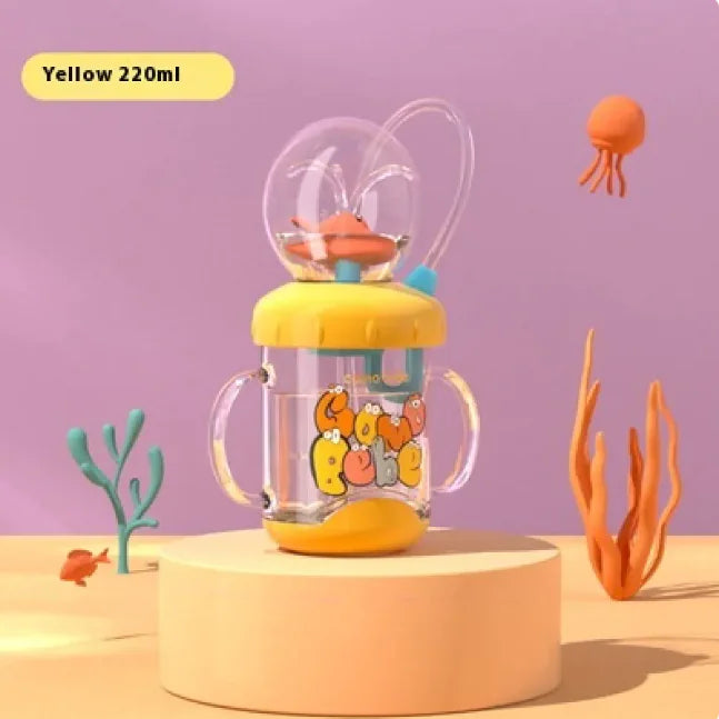 Children's Whale Cartoon Diving Fountain Water Bottle - Tritan Leakproof Sippy Cup (Various Sizes & Colors)