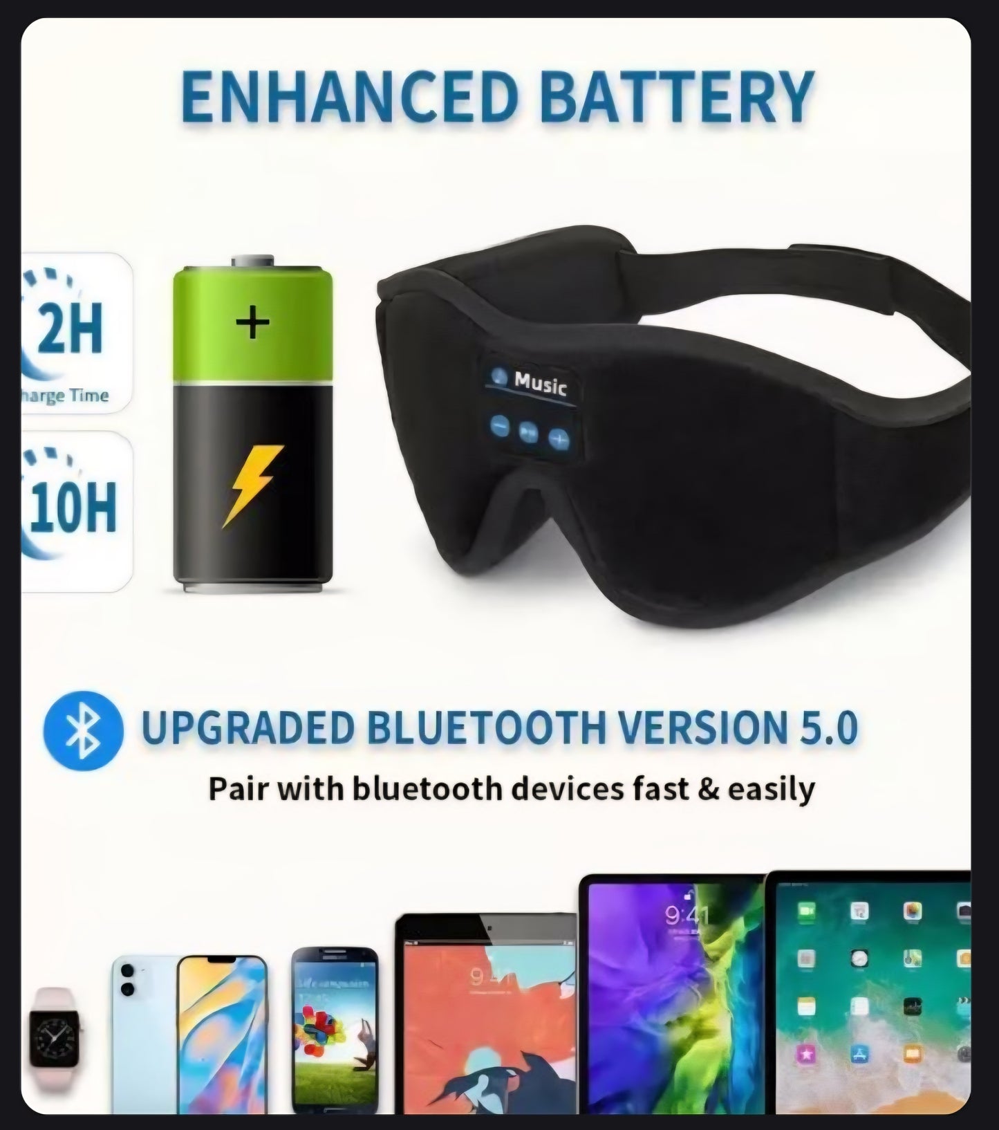 3D Eye Mask Bluetooth 50 Unlimited Music Stereo