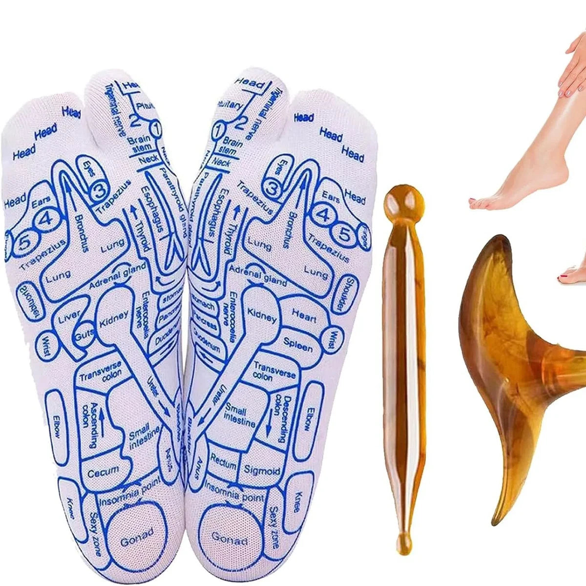 Reflexology Socks with Massage Tool (One Set)